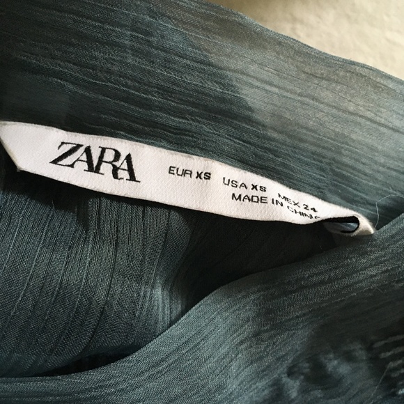 ZARA Blue Chiffon Embroidered Maxi Dress Kaftan XS - Picture 4 of 5